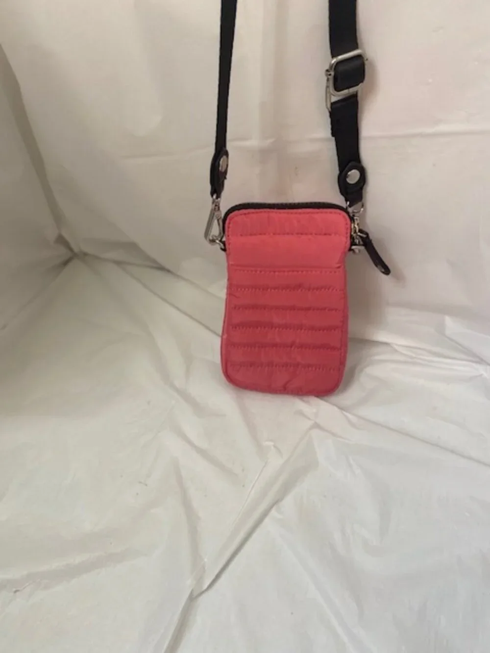 Sondra Roberts Squared Pink Quilted Nylon Crossbody Phone Bag